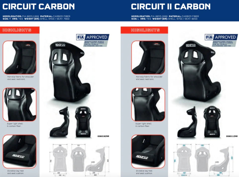 Sparco Circuit Carbon Fiber Racing Seats (Circuit II QRT)