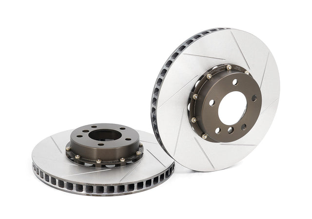 Paragon 340mm two-piece front brake rotor pair with vented rings and separate hats